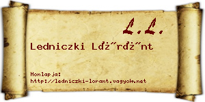 Ledniczki Lóránt névjegykártya